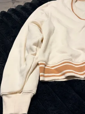 PINK Cream Zip-Up Jacket with Tan Trim thumbnail 6