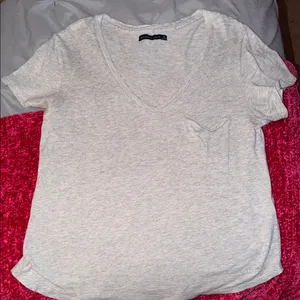 Abercrombie and Fitch Women's Casual V-Neck Gray Top thumbnail 1