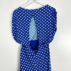FREE PEOPLE Lakeside Mini Printed Dress in Bluebell Combo Hearts Size Large thumbnail 11