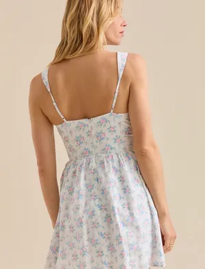 White And Pink Isa Floral Mini Dress Size Small thumbnail 6