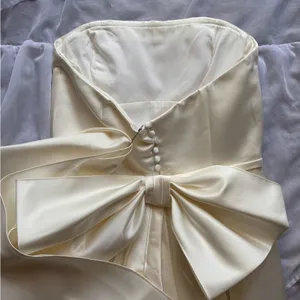BHLDN Amsale Willow Bow Dress Little White Midi Formal Wedding Gown thumbnail 10