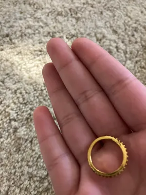 Gold Antique Vintage Textured Stackable V Ring thumbnail 4
