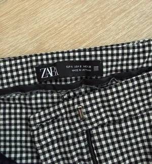 ZARA Black & White Gingham Slim Ankle Trousers thumbnail 5