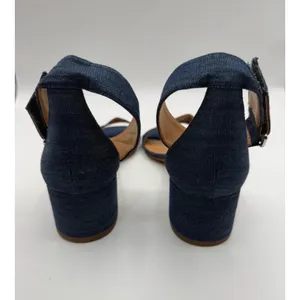 Franco Sarto Rosalina Sandals Ankle Strap Block Heel Women's 10 Blue Denim thumbnail 3