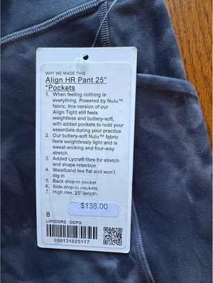 Lululemon Align With Pockets High Rise 25” Diamond Dye Pitch Grey Size 8 NWT thumbnail 4