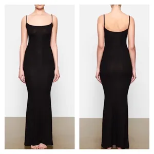 - SKIMS | (B20) Soft Lounge Long Slip Dress Maxi Drapey Onyx Black thumbnail 2