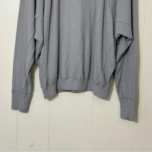Free People We The Free Santa Clara Thermal Top Gray Oversized M thumbnail 11