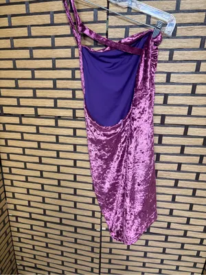 Superdown Pink Crushed Velvet One Shoulder Dress Size Medium thumbnail 4