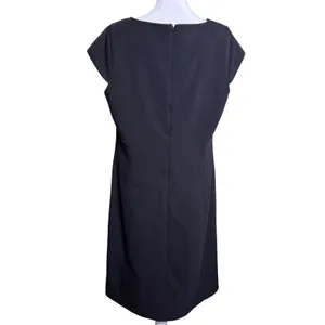 Talbots Sheath Dress Womens Size 12 Black V-Neck Cap Sleeve Professional LBD thumbnail 2