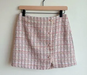 House Of Harlow 1960 NEW Women’s Tweed Pixie Dust Plaid Pink Mini Skirt Size S thumbnail 2