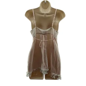 In Bloom Pale Pink Cream Lace Nightie Semi Sheer Womens Lage thumbnail 6