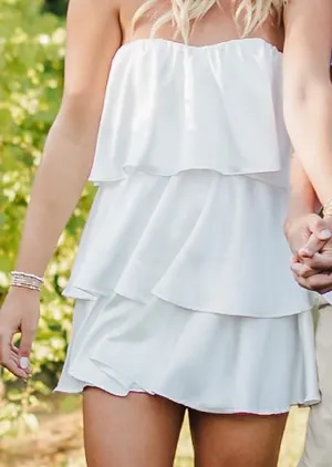 Selfie Leslie Behati Tiered Layer Strapless Dress White thumbnail 3