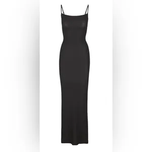 NWT Skims Soft Lounge Long Slip Dress Onyx Black Color Size L thumbnail 3
