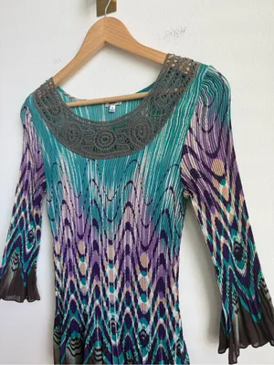 Vintage Nicola 90s Y2K Plisse Sheer Abstract Geometric Top Medium thumbnail 4
