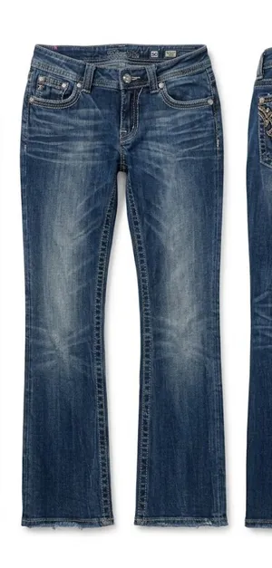 Miss Me JW5307B7 Low Rise Bootcut Jeans Y2K Western Rhinestone Embellished Sz 30 thumbnail 1