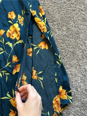 Astr Floral Midi Slip Dress in Teal and Yellow thumbnail 4