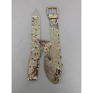 B-Low The Belt Bianca Belt Gold Embellished Crystal Chainmail Mesh Statement thumbnail 3