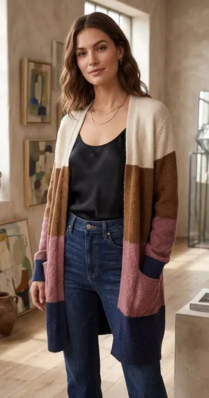 Madewell Kent Merino Alpaca Blend Colorblock Open Soft Cozy Preppy Cardigan Small. thumbnail 1