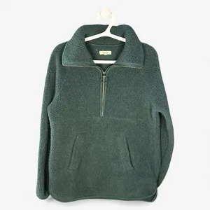 Madewell Polartec Teddy Fleece Half Zip Pullover Women Small Green Sherpa Jacket thumbnail 2