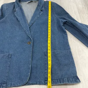 Lisa Josephs Vintage Longline Cotton Retro Oversized Denim Jean Jacket Pockets thumbnail 10