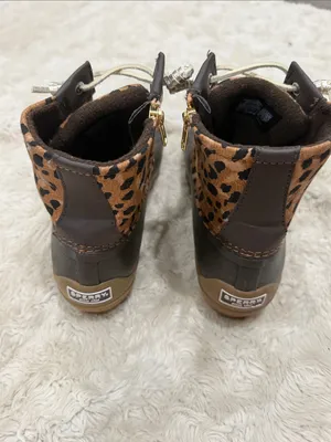 Sperry Leopard Print Saltwater Lace Up Duck Boots Woman’s Size 7 thumbnail 4
