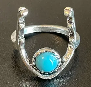 Turquoise stone antler ring size 5.5 thumbnail 1