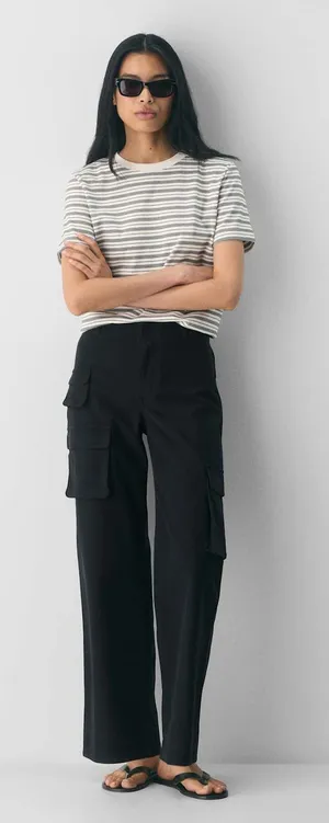 Wilfred Free Picture Wide Leg Cargo Pants in Black Size 4 thumbnail 1