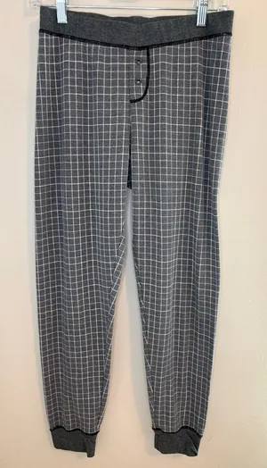 Intimately Free People Pajama Set Gray Plaid Lounge Jogger Medium thumbnail 1