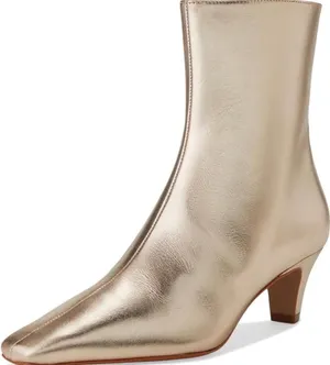 Schutz Boots Sz 7 Dellia Gold/Platina Ankle Bootie Sleek Metallic thumbnail 1