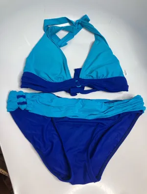 Lauren Ralph Lauren Bikini Women 8/10 Blue Excellent Colorblock Halter Two Piece thumbnail 1