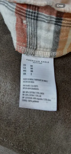 American Eagle white and orange plaid pattern jumpsuit thumbnail 5