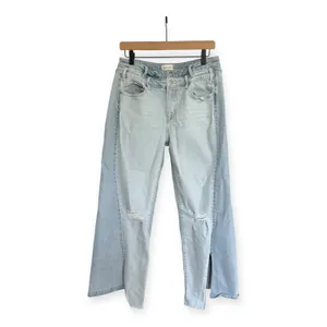 Driftwood Cece Wide Leg Split Hem Jeans Light Wash Two Tone sz 30 Boho Hippie thumbnail 4