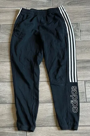 Adidas Black and White Sweatpants with Elastic Cuffs thumbnail 1