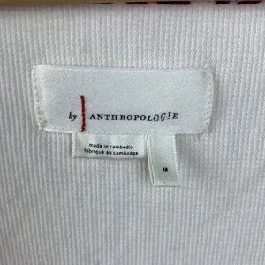 Anthropologie Tan Cream & Red Long Floral Sleeve V Neck Oversized Top M thumbnail 5