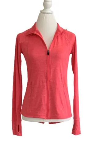 Ideology Coral Pink Mock Neck Front Zipper Pockets Athletic Jacket Top Size XS thumbnail 1