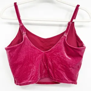 Athleta Womens Elation V-Neck Crushed‎ Velvet Crop Workout Tank Top Size M Pink thumbnail 8