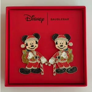 Disney nwt x BaubleBar Red Mickey Mouse Holiday Earrings Christmas thumbnail 1