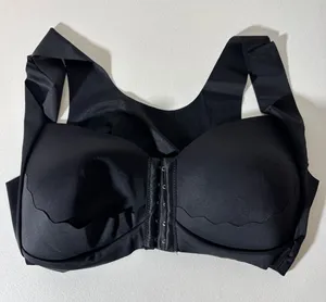 Black Bra Women's Size 2XL Front-Closure Padded Wide-Straps Wirefree thumbnail 1