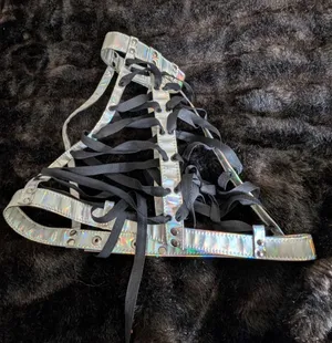 The Glowstrobe edc disco harness L festival Coachella rave wear holo silver thumbnail 1