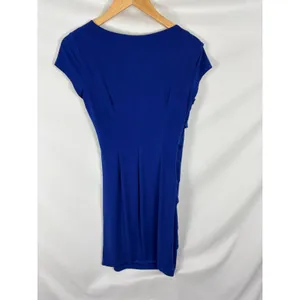 London Times Royal Blue Cap Sleeve Gathered Dress Size 10 thumbnail 4