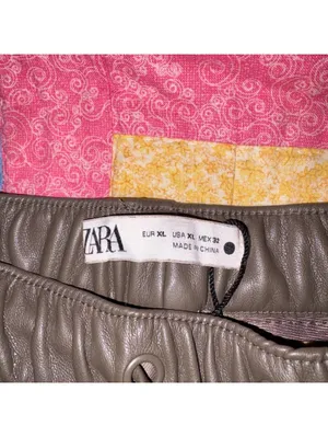 Zara NEW Woman’s XL Faux Leather Drawstring Pants in Brown, Size XL Elastic thumbnail 5