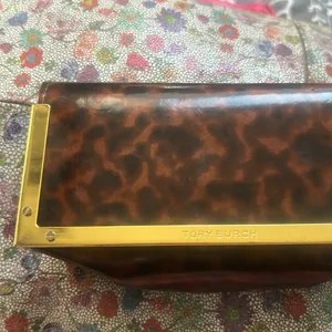 Tory Burch Brown/Black Patent Leather Mini Clutch Gold Hardware thumbnail 3