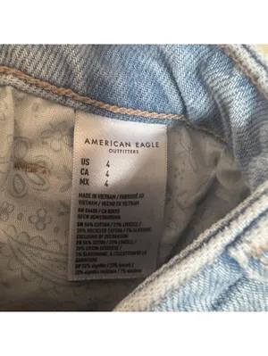 American Eagle Perfect Shortie Denim Shorts Womens 4 Light Wash Distressed AE thumbnail 5