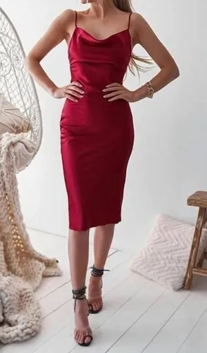 Velvi Red Burgundy Satin Slip Dress Size 4 Sorority College Sexy Fall Holiday thumbnail 1