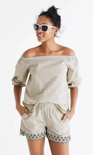 Madewell Jardin Off the Shoulder Long Sleeve Blouse L‎ thumbnail 1