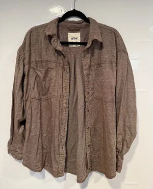Aerie Brown Button-Up Shacket‎ Overshirt thumbnail 1