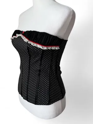 Ann Summers Polka Dot Corset Black Size M thumbnail 3