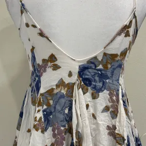 Free People‎ Alyson Floral Slip Dress Blue White Boho Mini Handkerchief Hem XS thumbnail 8