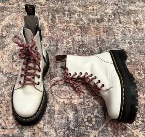 Dr. Martens Jadon Platform Boots White Leather‎ Women's 5 Punk Grunge Y2K thumbnail 1