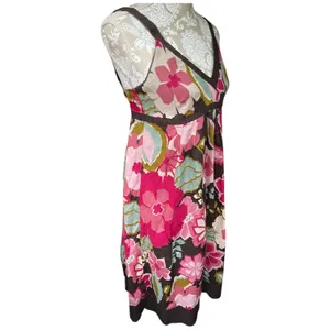 Lucy & Laurel babydoll brown multi-floral boho hippie midi sun dress size 8 Med thumbnail 12